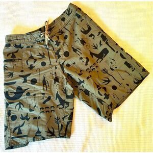 Patagonia Wayfarer Desert Print Performance Surfer Board Shorts Men's Size 34